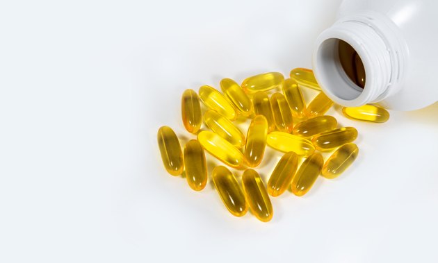 evening primrose oil on white isolated background.
