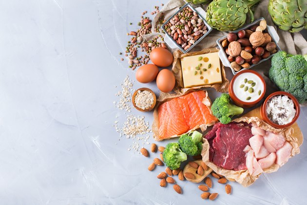 各种各样的健康蛋白质来源和健身食品