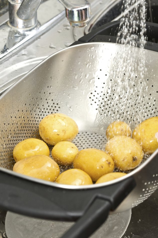 Washing potatoes