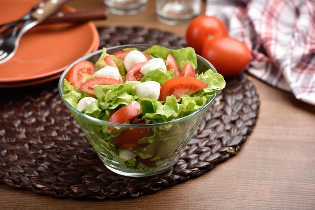 Mozzarella, tomato, and lettuce salad