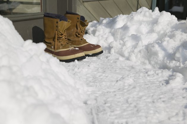 Snow boots on path