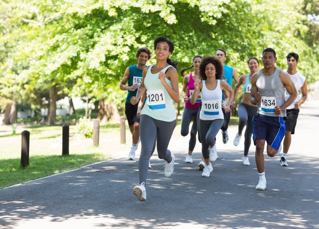 Marathon athletes running