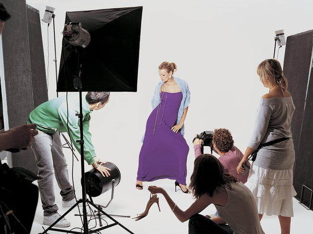 Photo Fashion Shoot With Model Posing, Photographer and People Watching