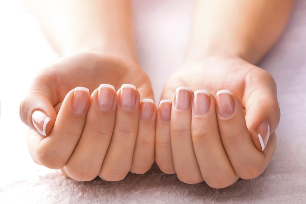 manicure on the white towel