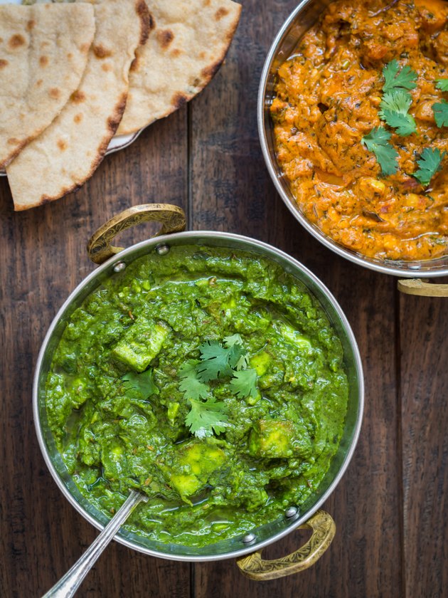 Palak paneer and paneer tikka masala