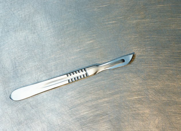 a clean scalpel lying on a table