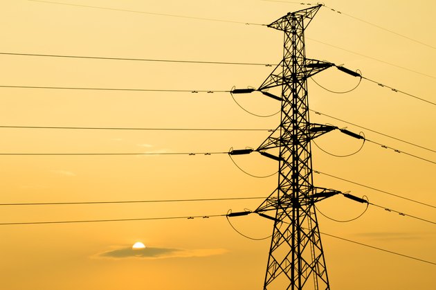silhouette of high voltage electrical pole structure