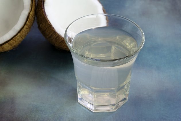 coconut water with split coconut
