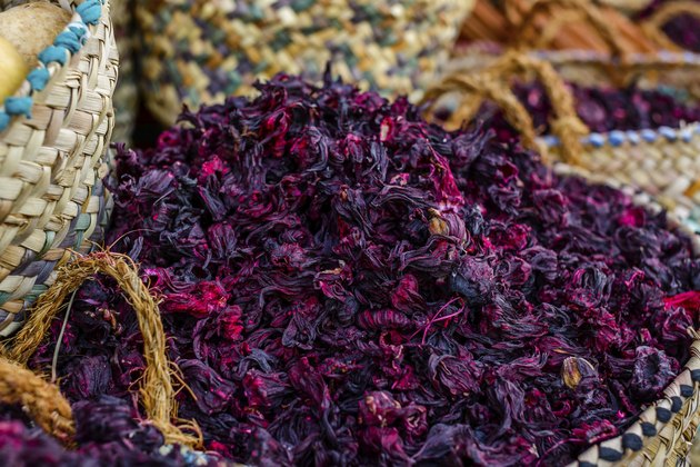 Hibiscus tea. Selective focus