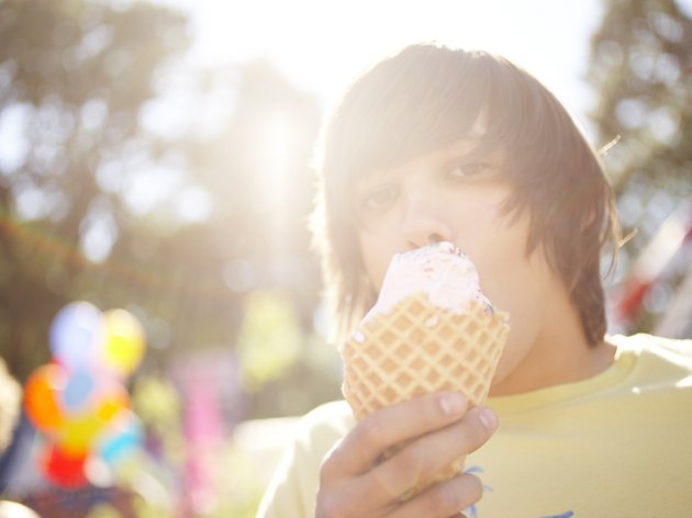 boy eating ice cream cone