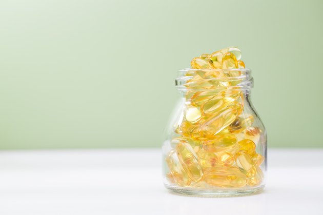 fish oil in a glass bottle