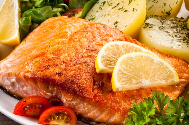 Roasted salmon and vegetables