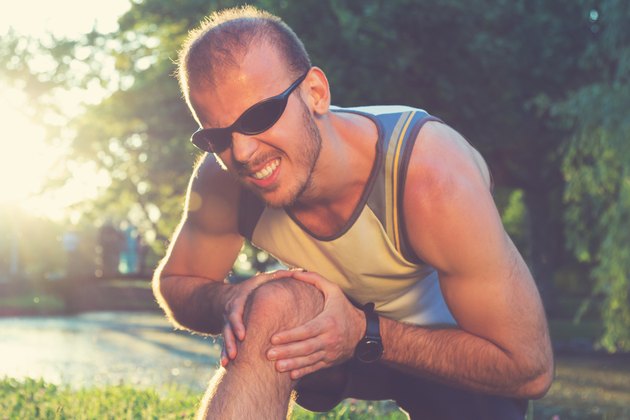 Jogging injury while exercising outdoors.