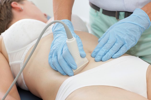 caucasian woman being examined on the ultrasound