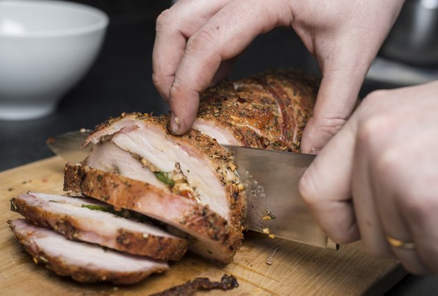 Slicing pork fillet