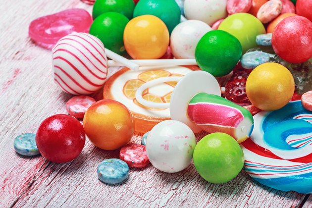 multicolored lollipops and candy
