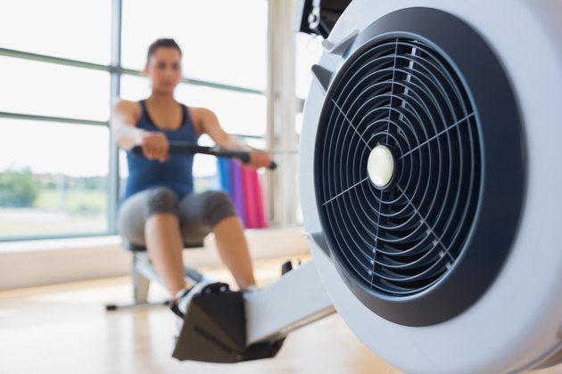 Rowing machine being used