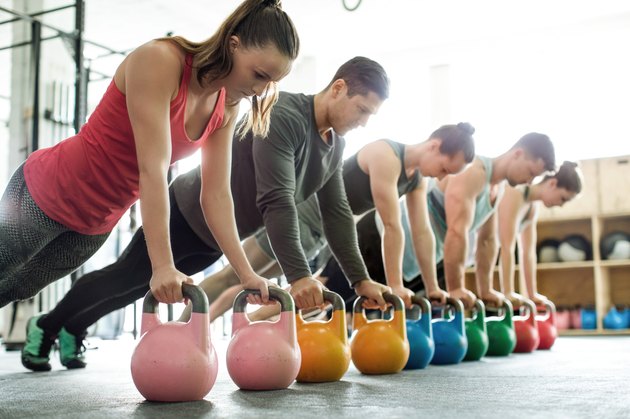 Team doing crossfit exercises