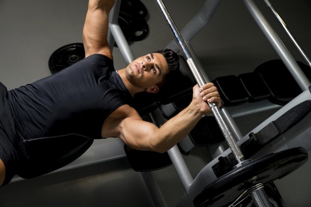 Overhead View of Young Man Weight Lifting