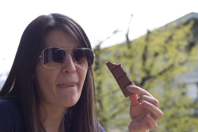 licking chocolate remains