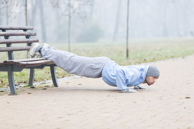 Young man doing pushups