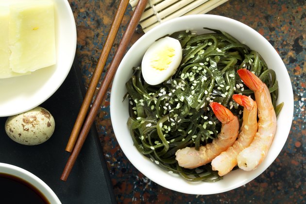 Delicious fresh seaweed salad. Close up