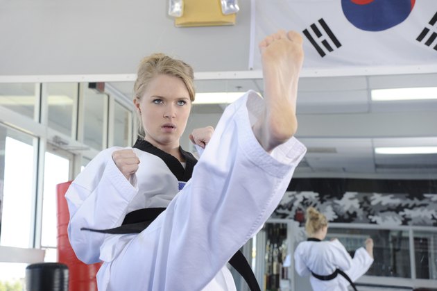 Practicing Tae Kwon Do