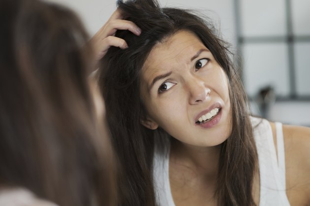 Woman having a bad hair day
