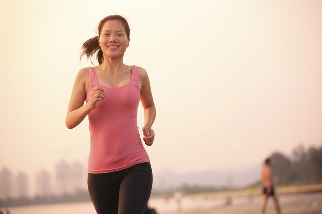 woman running on beach