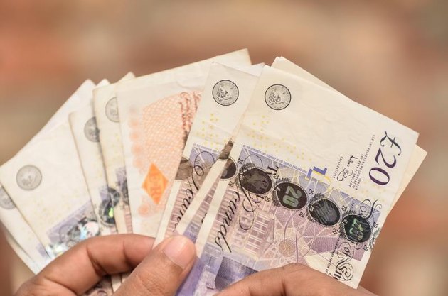 A handful of English Pounds.