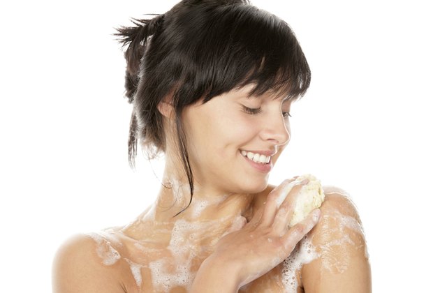 Woman washing her body