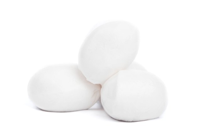 fresh italian mozzarella on white background