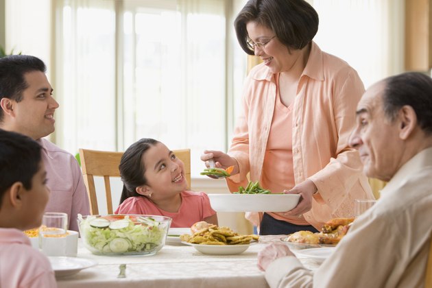 Hispanic family at dinner table