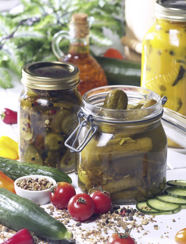 Close-up of pickles in the jar