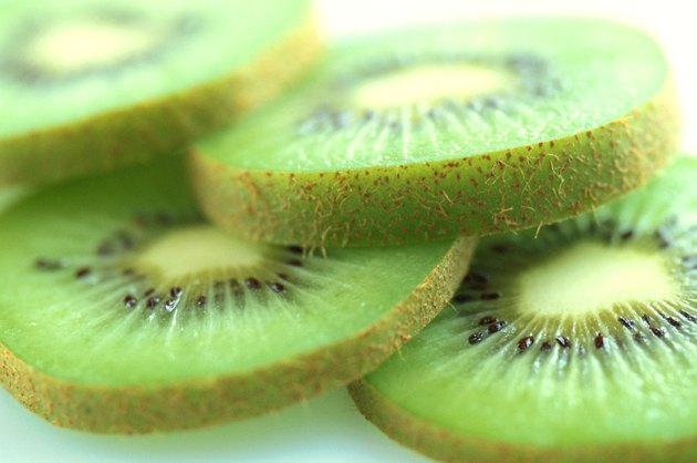 close-up of an array of kiwi fruit slices
