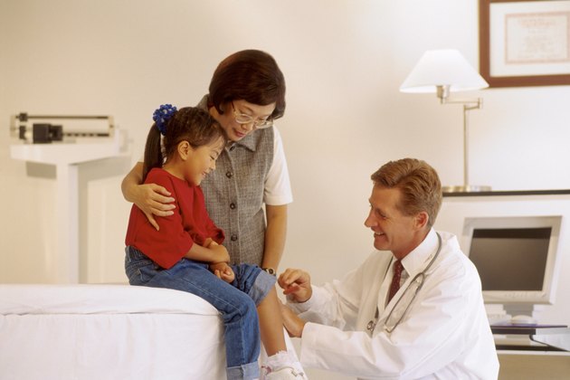 Doctor with girl and mother