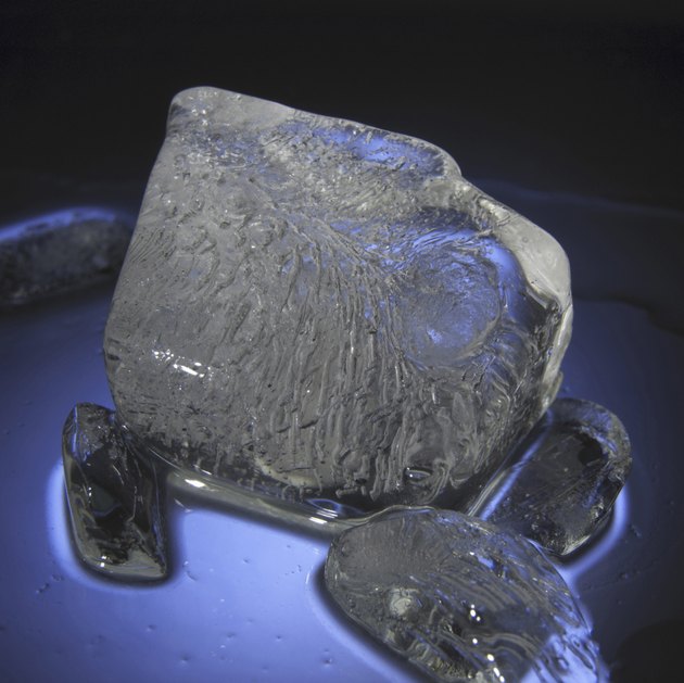 Close-up of ice cubes melting