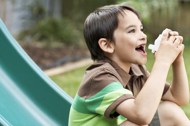 Little Boy Using Inhaler