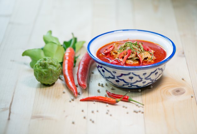 mixing herb fresh vegetable and chili sauce