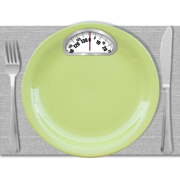 Diet concept. Plate with scales