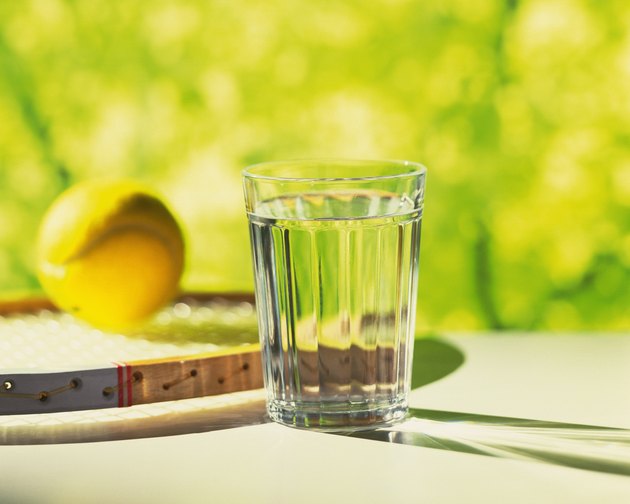 Tennis Ball and Glass, Side View, Close Up, Differential Focus