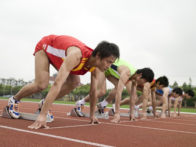 Athletes on starting line