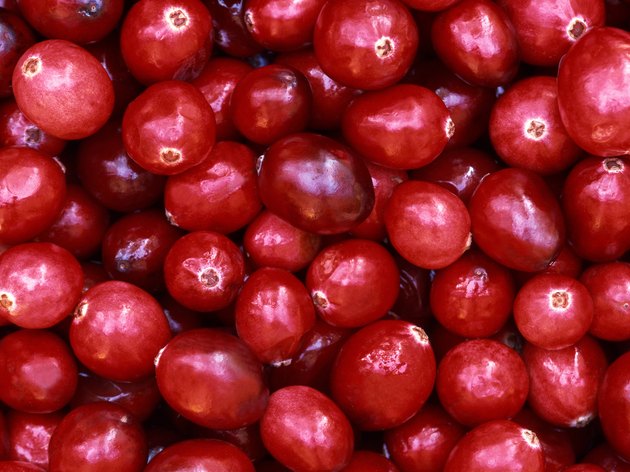A close-up texture of cranberries
