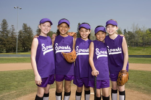 Portrait of little league softball team