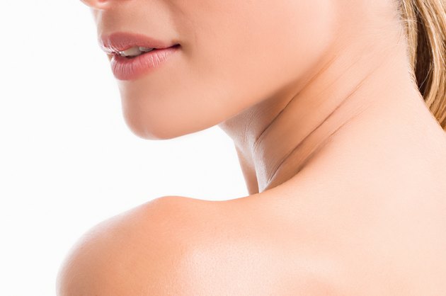 Chin neck and shoulder of a woman