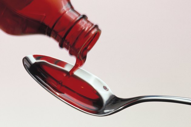 Cough syrup poured into spoon