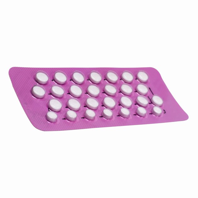 Elevated view of pills in a blister pack