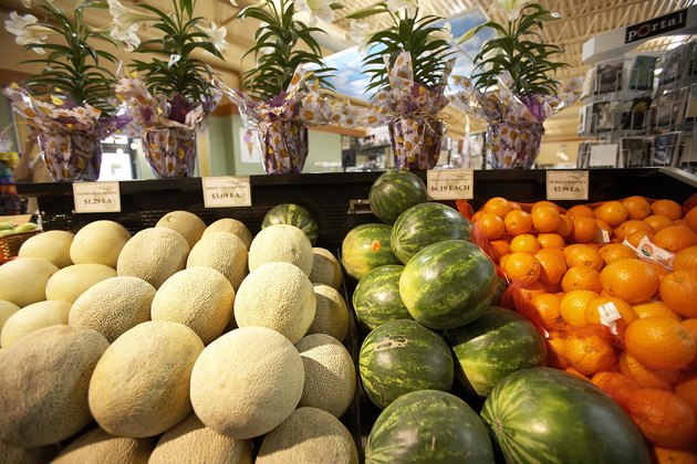 Close-up of fruits and vegetables in a market stall