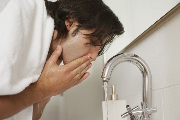 Man washing face