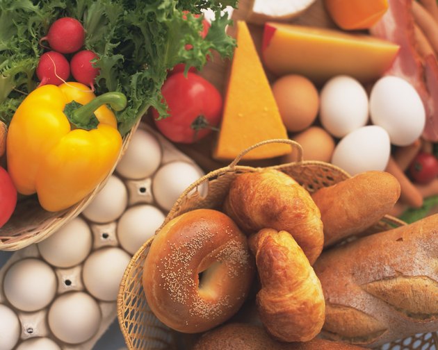 Bread and Dairy Product and Vegetable, High Angle View, Differential Focus
